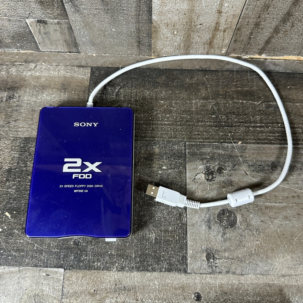 Sony 2X FDD MPF88E-UA USB External 3.5" Floppy Disk Drive Blue